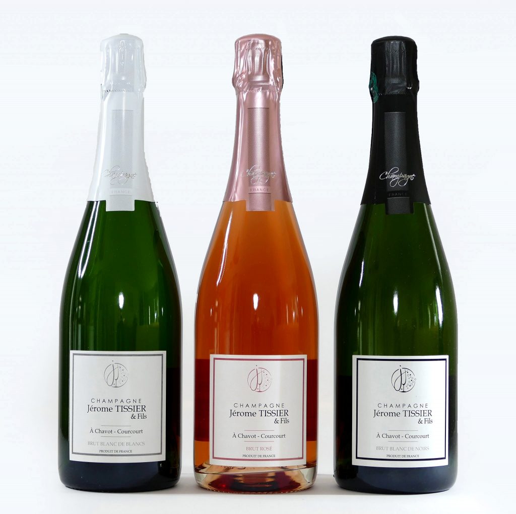 Nos trois bouteilles de la gamme Prestige des Champagne Jérôme Tissier & Fils